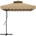 Outsunny Cantilever Umbrella with Double Roof, Crank Opening and Cross Base, 2.5x2.5m, Khaki