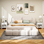 Set of 2 Wooden Bedside Tables with Drawer and Open Shelf, 45x40x55 cm, White and Oak