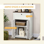 HOMCOM Rustic Style Kitchen Sideboard with Drawer and Adjustable Shelf, White