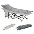 Folding and Padded Camping Cot with Storage Pocket, 188x64.5x53 cm, Light Gray