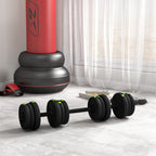 SPORTNOW 2 in 1 Set with 2 Dumbbells Convertible into Barbell, Total Weight 20 kg and Adjustable Weight Discs, Black