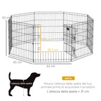 Indoor and Outdoor Dog Playpen with 8 Mesh Panels and Door, 61 x 61cm, Black