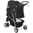 Folding Dog Stroller with Swivel Wheels and Brake, 75x45x97 cm, Black