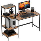 Bedroom Desk with 4-Shelf Shelf and Monitor Stand, 150x48x125cm, Brown