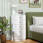 Chest of 5 drawers for modern and space-saving bedroom, 47x29x95 cm, White