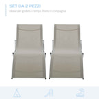 Outsunny Set of 2 Folding Garden Loungers, Aluminum and Textilene Sun Lounger, 61x165x63cm