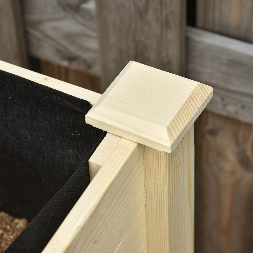 Outsunny bed for raised wooden vegetable garden with wheels and lower shelf, 118x55x83cm, natural wood - Borgè