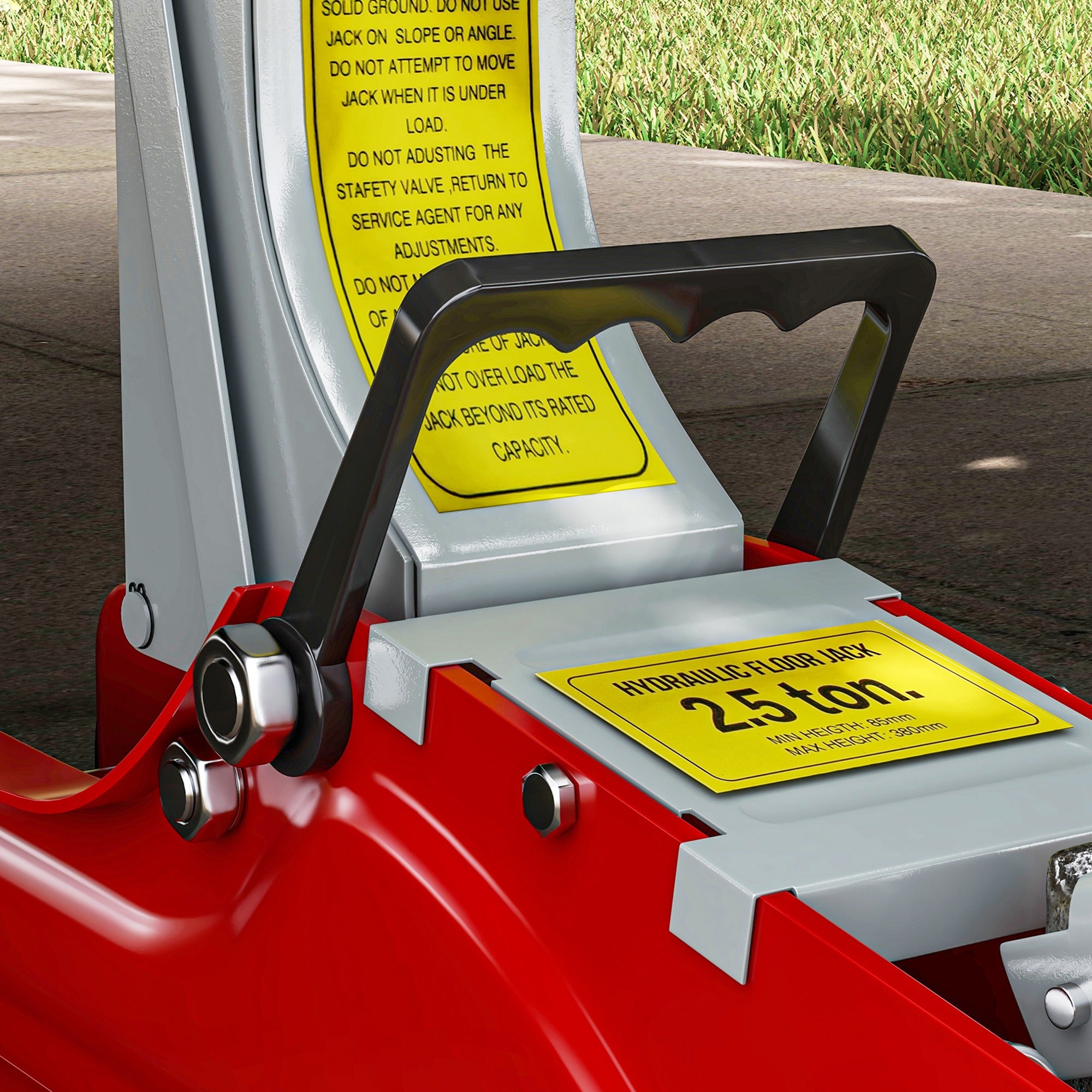 Hydraulic Jack Low Lift 8-38cm, Reinforced Steel with 2.5 Ton Capacity, Red