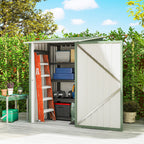 Outsunny Galvanized Steel Garden Shed with Door, 100x104x160 cm, Light Green
