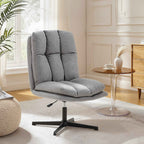 Swivel Living Room Chair in Linen-Effect Fabric and Metal, 63x75x92-102 cm, Light Grey