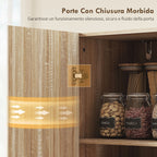 Modern Kitchen Sideboard with 2 Adjustable Shelves and Soft-Close Doors, 75x40x165 cm, Wood