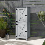 Garden Tool Shed with 2 Lockers, Locking Doors and Removable Shelves, Grey