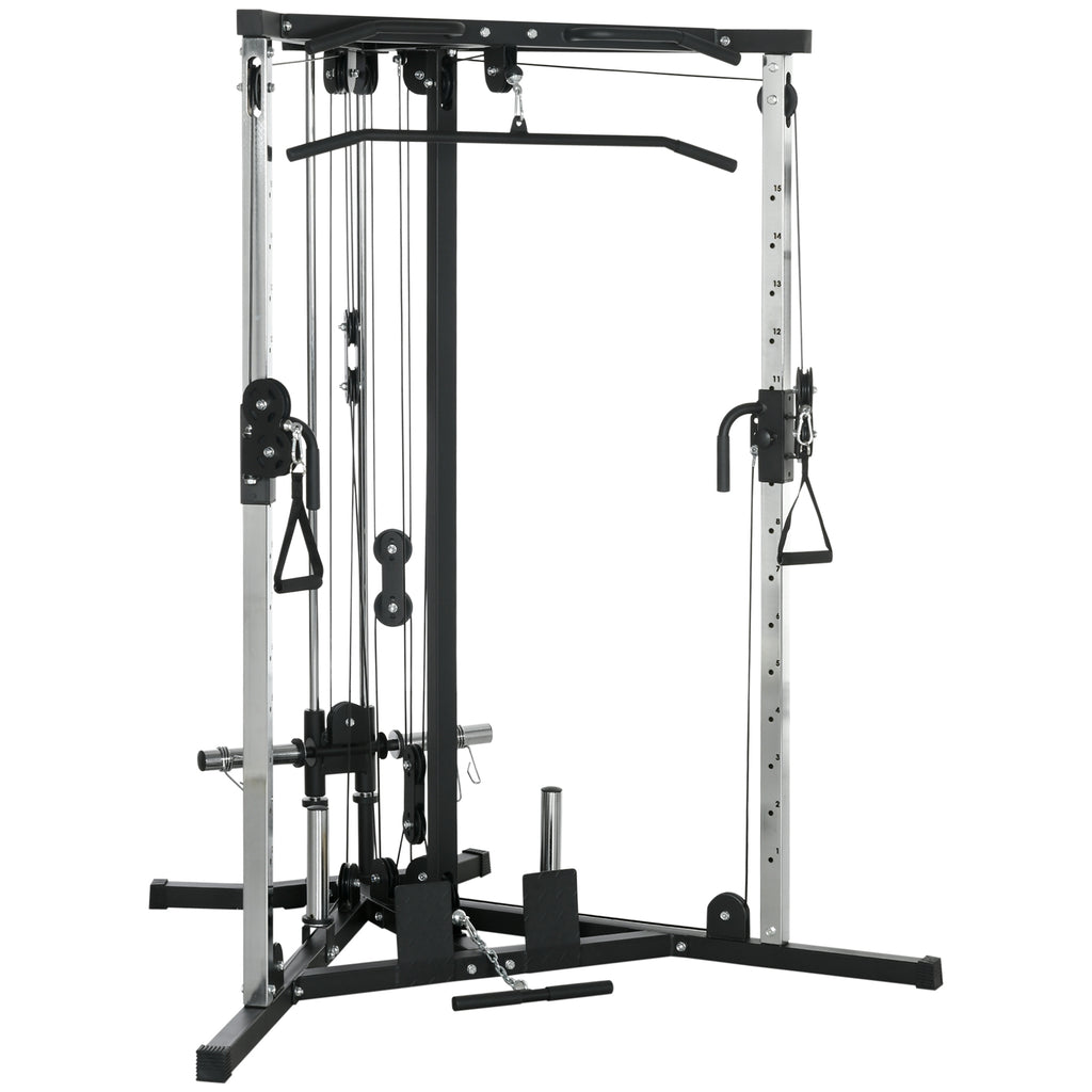 Fitness station for total training with pull-up bar and barbell, in steel, 170x139x200 cm, Black