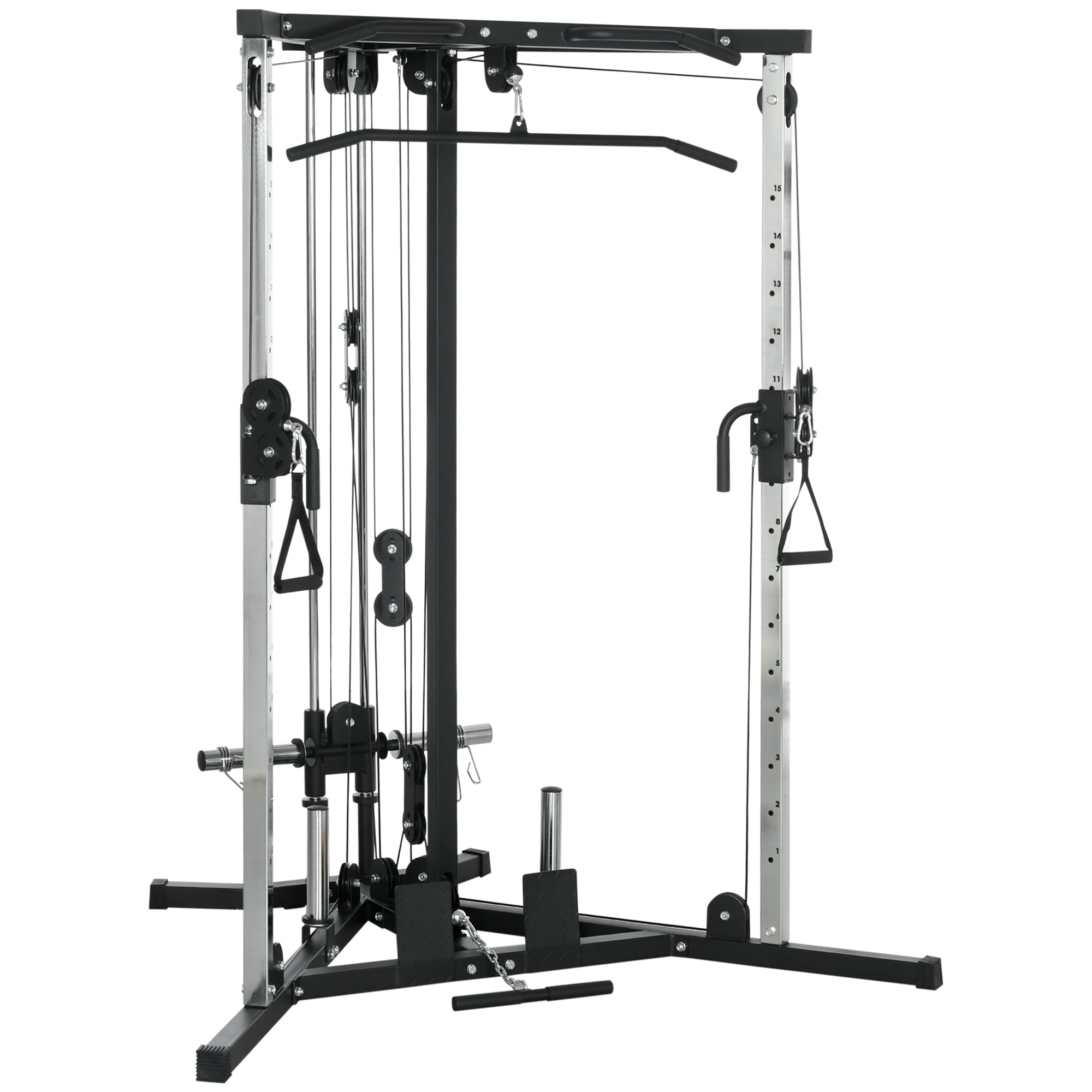 Fitness station for total training with pull-up bar and barbell, in steel, 170x139x200 cm, Black
