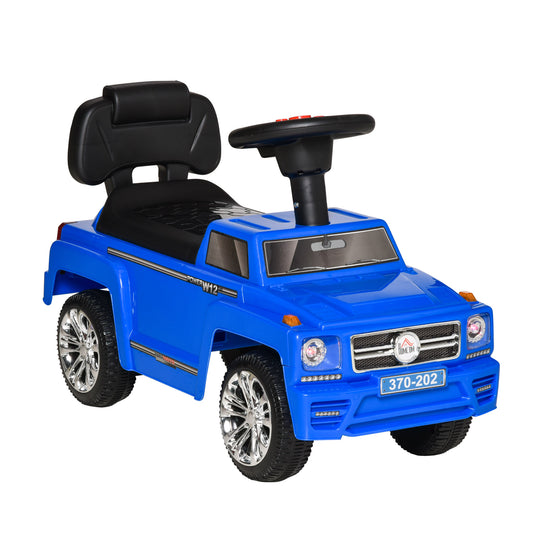 HOMCOM Off-Road Ride-On Toy Car for Children with Headlights and Music, Age 18-36 Months, Blue