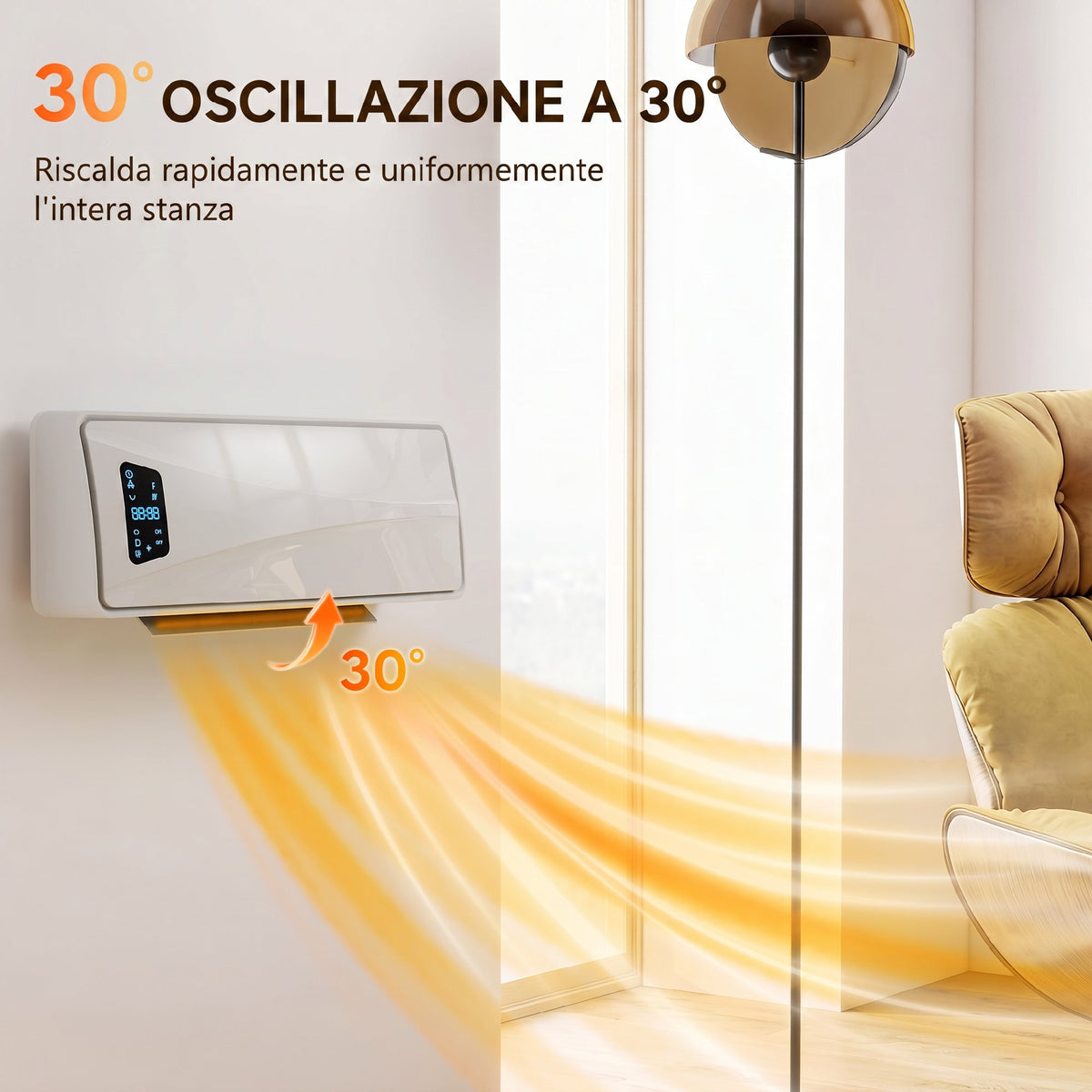 HOMCOM 2000W Wall-Mounted Ceramic Heater with 3 Modes, Adjustable Temperature, Timer, Remote Control, White