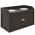 Stainless Steel and Wood Raised Dog Bowls with Drawer, 60x30x36cm, Brown