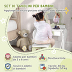 Girls' Dressing Table Set with Makeup Mirror and Matching Stool, Wooden Drawer and Storage, White