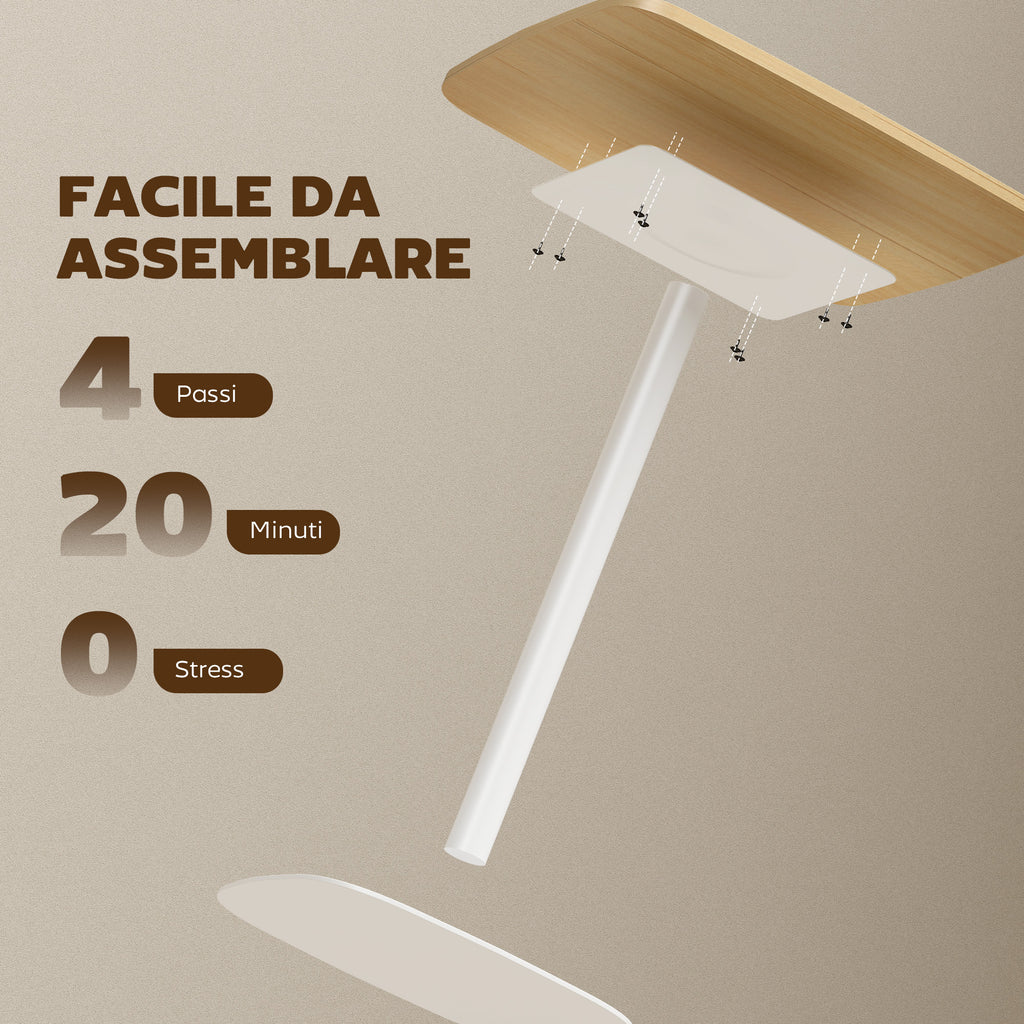 HOMCOM Small Square Dining Table 60cm, Kitchen Table with Wood Effect Top, Steel Base and Non-Slip Feet, Natural Wood