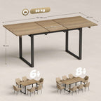 HOMCOM Industrial Dining Table for 6-8 People with Round Drop-Leaf Top, in Wood and Steel, 180x80x75 cm