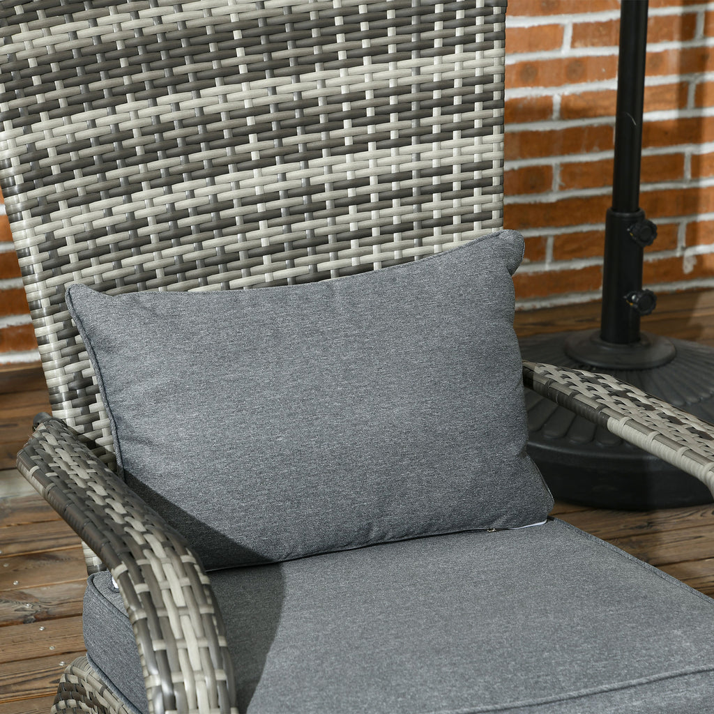 Adironrack Garden Chair with Armrests, Rattan and Steel, 64x80x90 cm, Grey
