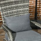 Adironrack Garden Chair with Armrests, Rattan and Steel, 64x80x90 cm, Grey