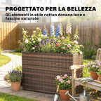 Outsunny 45L Outdoor Rattan Raised Garden Bed with Drainage Holes and Adjustable Feet, Brown