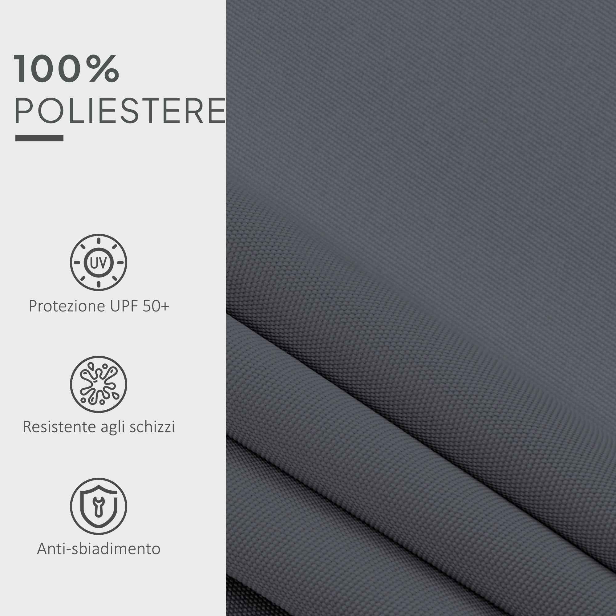 Outsunny Replacement Awning Cover for 4x3m Retractable Sun Shade Canopy in UV 50+ Polyester, Grey
