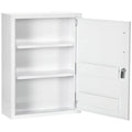 Wall Mounted Medicine Cabinet with 2 Shelves and 2 Keys, Steel, 40x15x53.5 cm, White