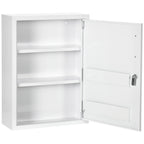 Wall Mounted Medicine Cabinet with 2 Shelves and 2 Keys, Steel, 40x15x53.5 cm, White