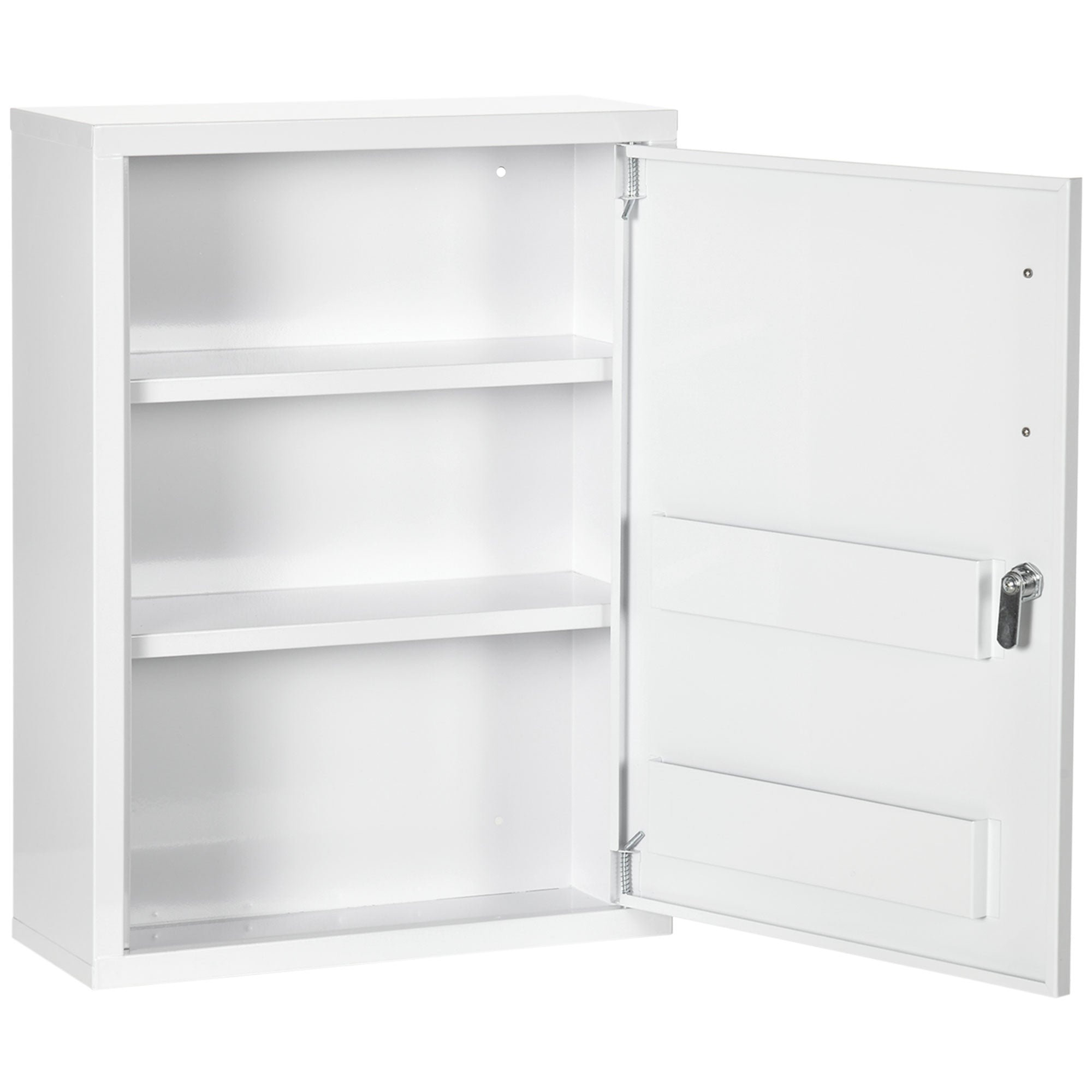 Wall Mounted Medicine Cabinet with 2 Shelves and 2 Keys, Steel, 40x15x53.5 cm, White