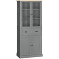5-Tier Pantry Unit with Central Drawer in MDF and Chipboard, 76x40x182.5 cm, Grey
