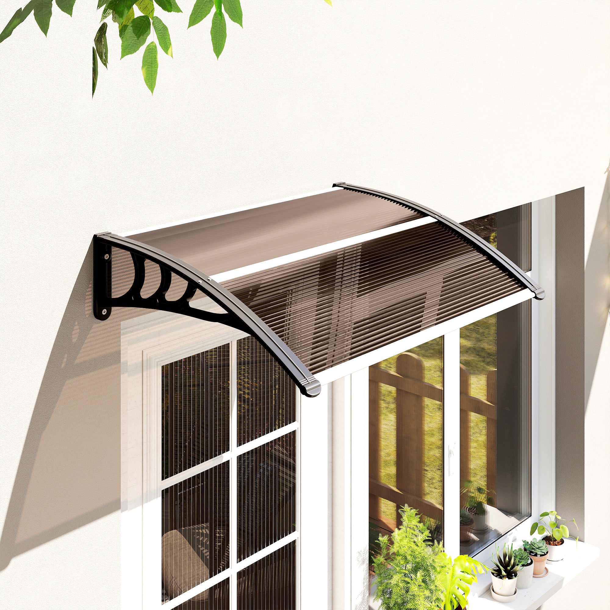 Outsunny Waterproof and Anti-UV Outdoor Canopy, in PC, PP and Aluminum, 75x100x23 cm, Brown and Black