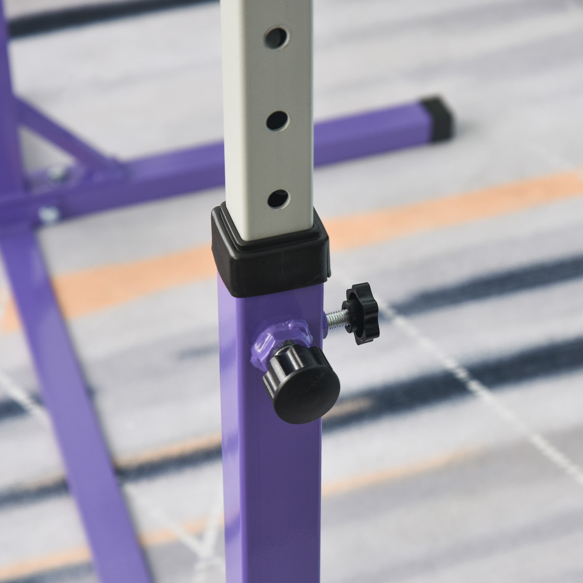 HOMCOM Height-Adjustable Gymnastics Bar for Children Ages 3+, Made of Steel and Solid Beech Wood, Purple