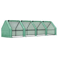 Outsunny 4-Door Roll-Up Mini Garden Greenhouse with Extended Cover, Steel and PE, 360x90x90 cm, Green