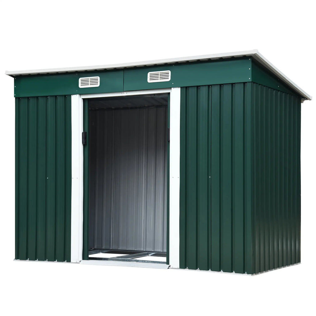 Steel Tool Shed, Garden Shed with 2 Sliding Doors, 261x133x182cm - Borge' Group Limited