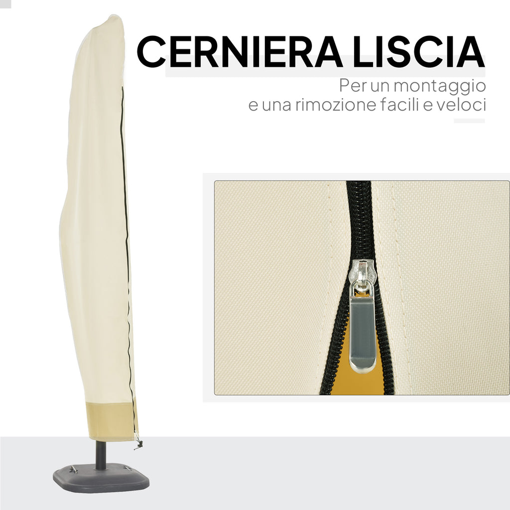 3x3m Waterproof Umbrella Cover, Cantilever Umbrella Cover with Zipper and Tie, Beige