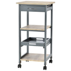 Kitchen Trolley Food Cart with Drawer, 2 Shelves and Pull-Out Tray, 37x37x76cm, Grey