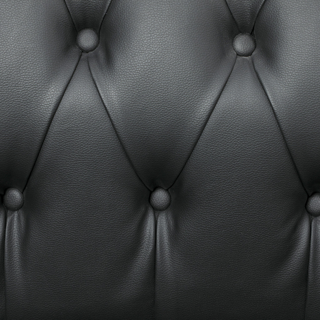 Chesterfield Style PU Faux Leather Lounge Chair with Wooden Legs, Black