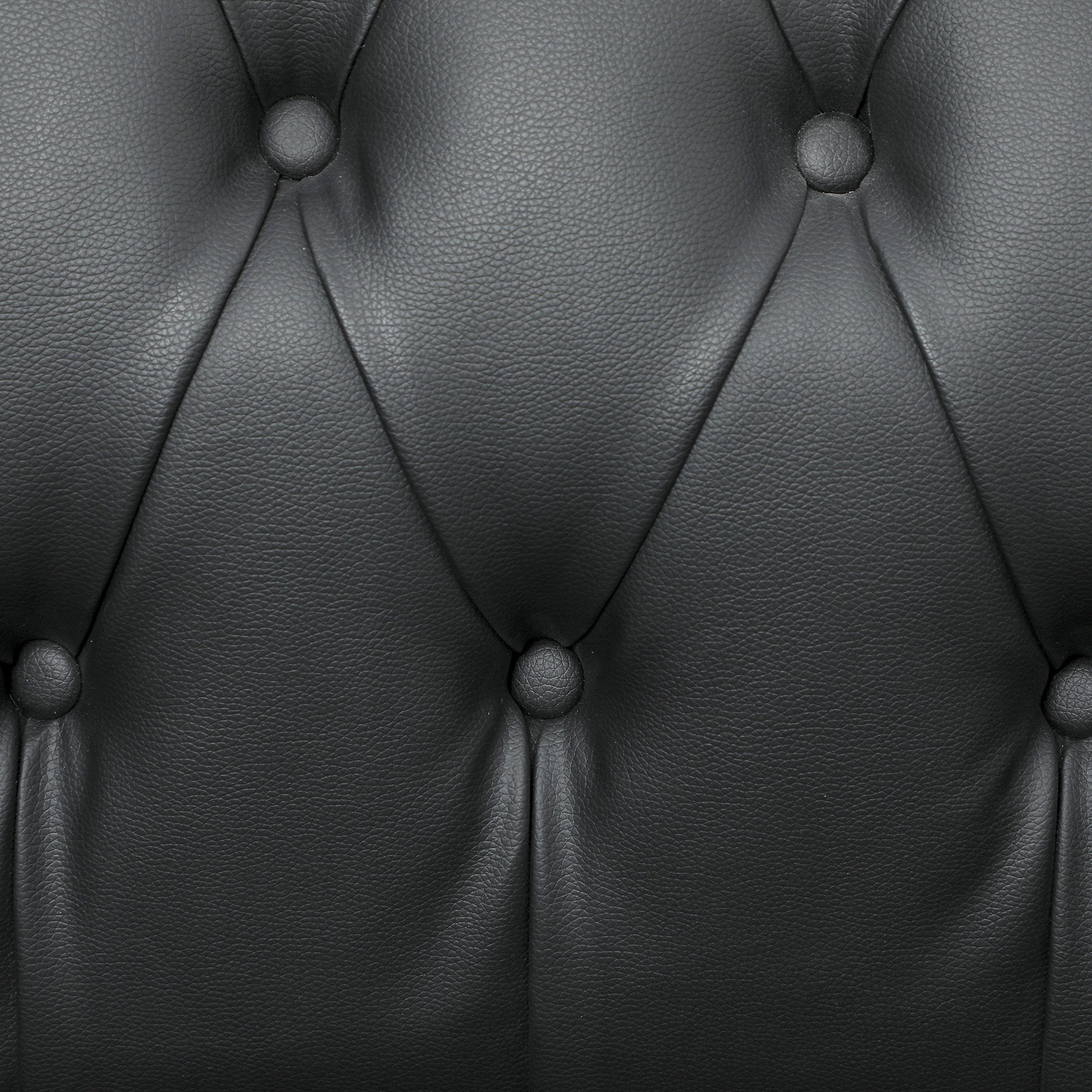 Chesterfield Style PU Faux Leather Lounge Chair with Wooden Legs, Black