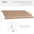 Outsunny Outdoor Awning with Crank Arms, 350x250 cm, Brown