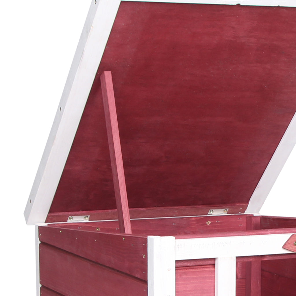 PawHut Wooden Rabbit Hutch with Opening Asphalt Roof, Non-Slip Ramp, 51x42x43 cm, Red