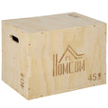 3-Height Adjustable Jump Box for Home and Gym, Beech Wood, 45x40x60 cm