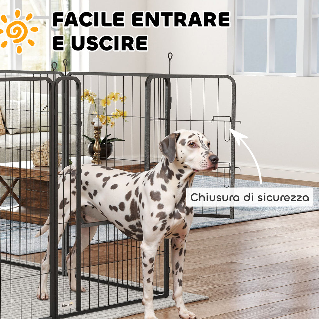 PawHut Folding Steel Dog Playpen with Pegs for Indoor and Outdoor Use, 68 x 100 cm, 12 Panels, Black