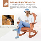 Outsunny Wooden Adirondack Chair, Waterproof Garden and Outdoor Rocking Chair, 77x94x97cm Teak