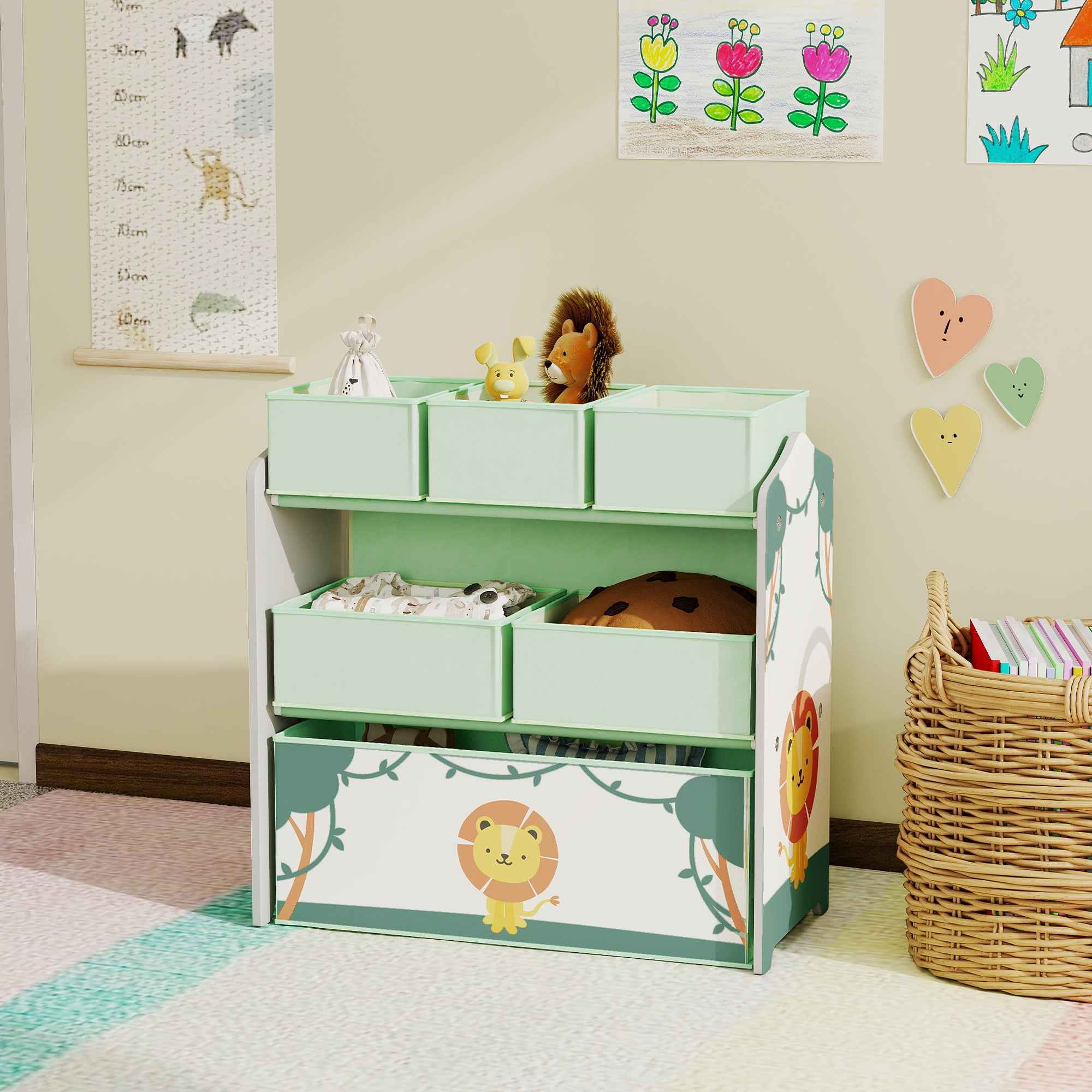 Children's Toy Storage Shelf, 3-Tier, Green