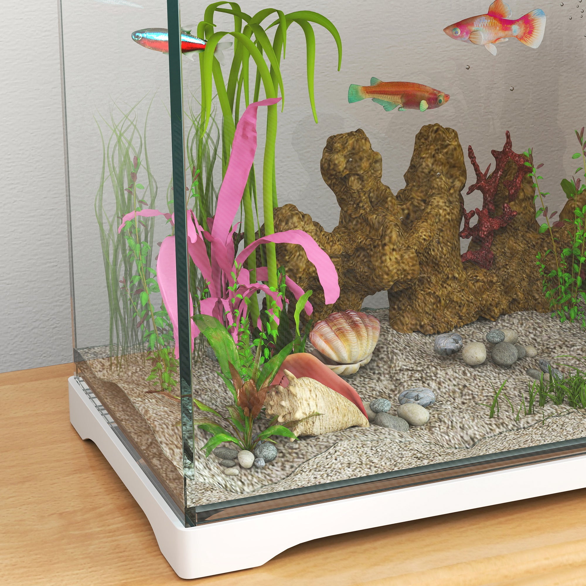 Goldfish Aquarium 17L with LED Lights, Water Pump and Filter System, 35x21x31 cm, White