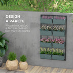 Outsunny 4-Tier Wall-Mounted Vertical Vegetable Garden with 8 Pots, Steel and Plastic, 52x14x90 cm, Dark Green and Black