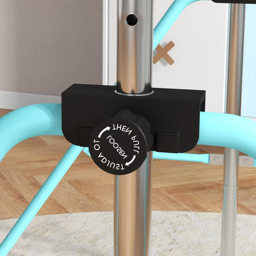 HOMCOM Height-Adjustable Gymnastics Bar for Children with 2 Rings, Steel, Light Green