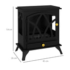 Floor-Standing Bioethanol Fireplace with 1.2L Burner and 25-Inch Cover, 45 x 28 x 54cm, Black
